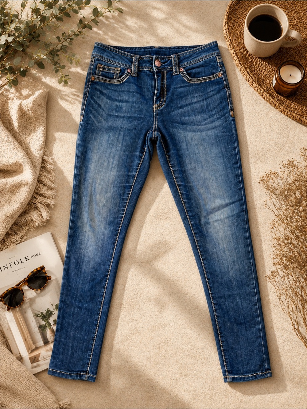 Seven7 Skinny Jeans Size 8 Medium Wash Stretch Denim